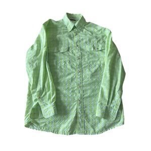Orvis Shirt‎ Mens M Green White Plaid Trout Bum Short Sleeve Performance Fishing